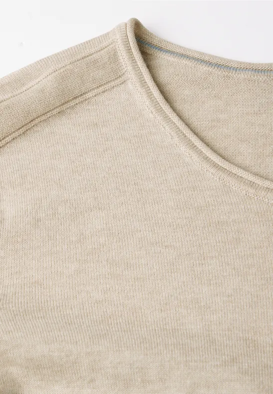 Pull à col rond desert beige melange