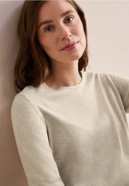 Pull à col rond desert beige melange