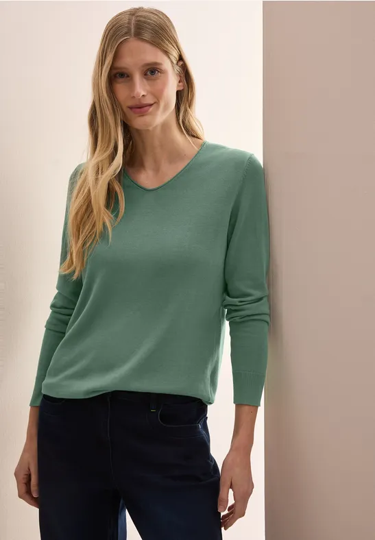 Pull en maille fine raw salvia green