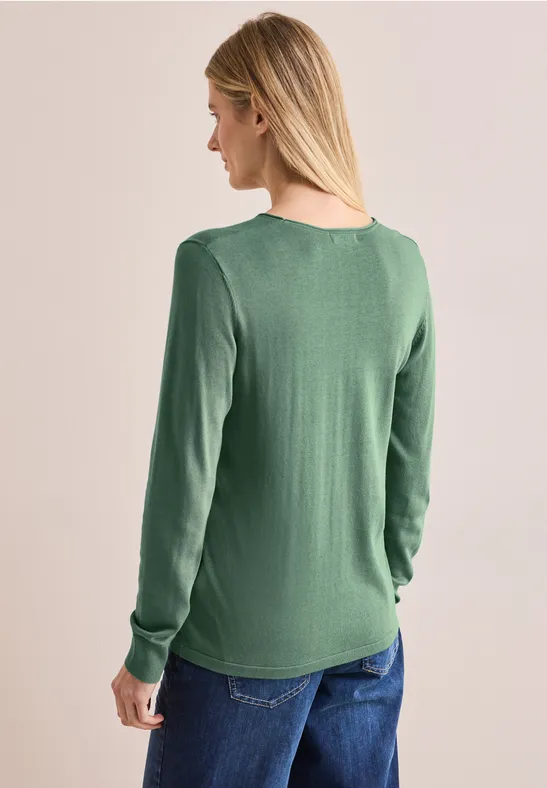 Pull en maille fine raw salvia green