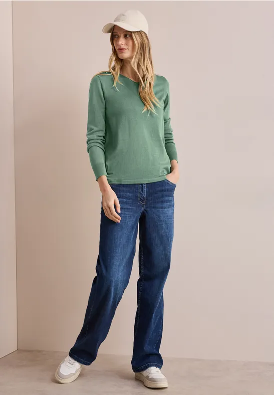 Pull en maille fine raw salvia green