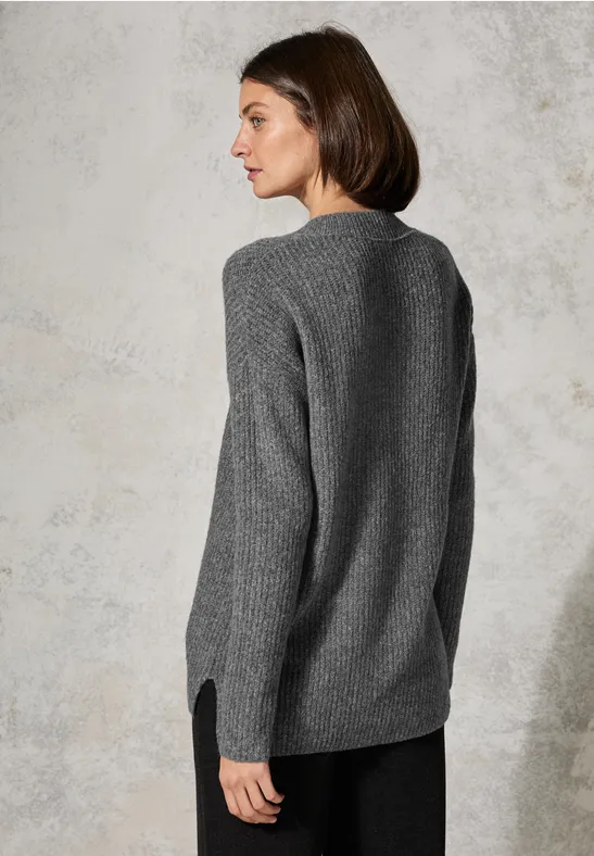 Pullover mit V-Ausschnitt flint grey melange
