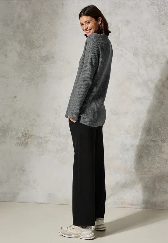 Pullover mit V-Ausschnitt flint grey melange