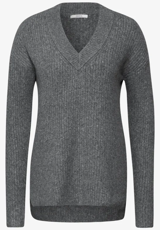 Pullover mit V-Ausschnitt flint grey melange