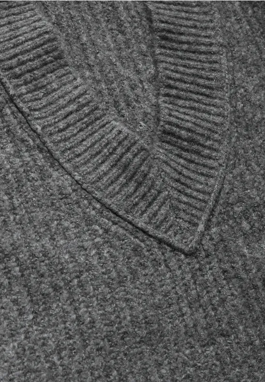 Pullover mit V-Ausschnitt flint grey melange