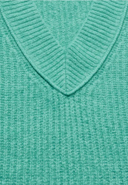 Trui met V-hals aventurine green melange