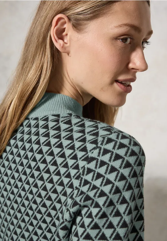 Gemusterter Pullover glaced salvia green