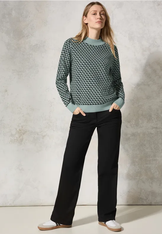 Gemusterter Pullover glaced salvia green