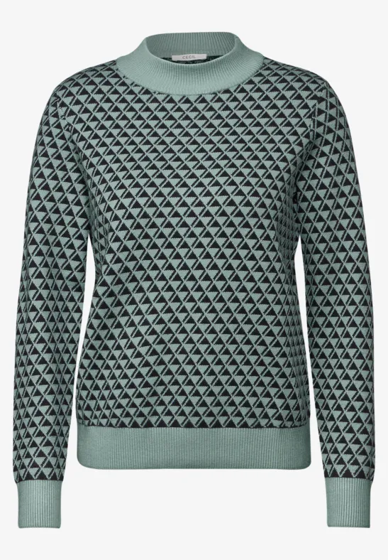 Gemusterter Pullover glaced salvia green