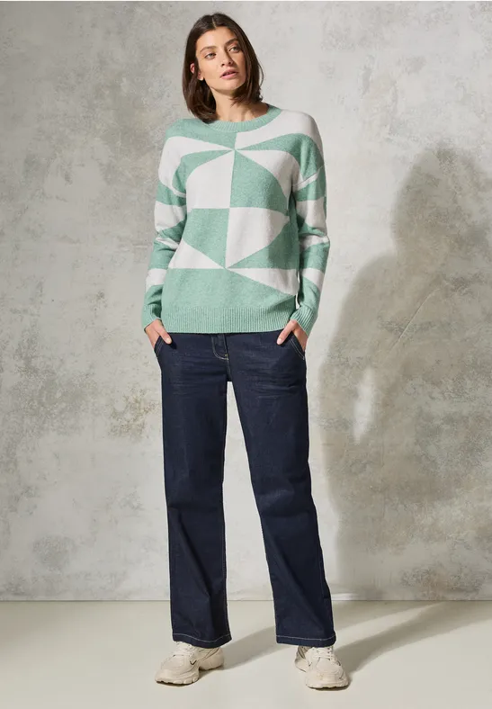 Pull à motifs glaced green melange