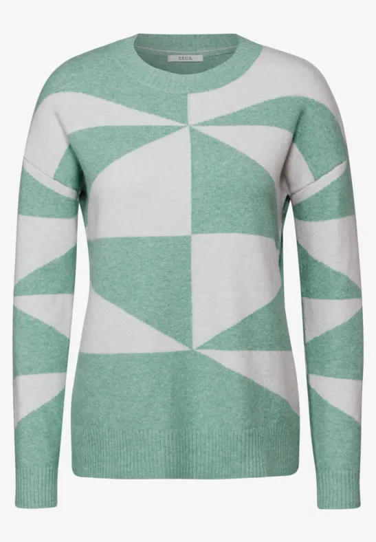 Pull à motifs glaced green melange