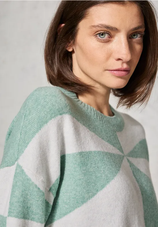 Pull à motifs glaced green melange