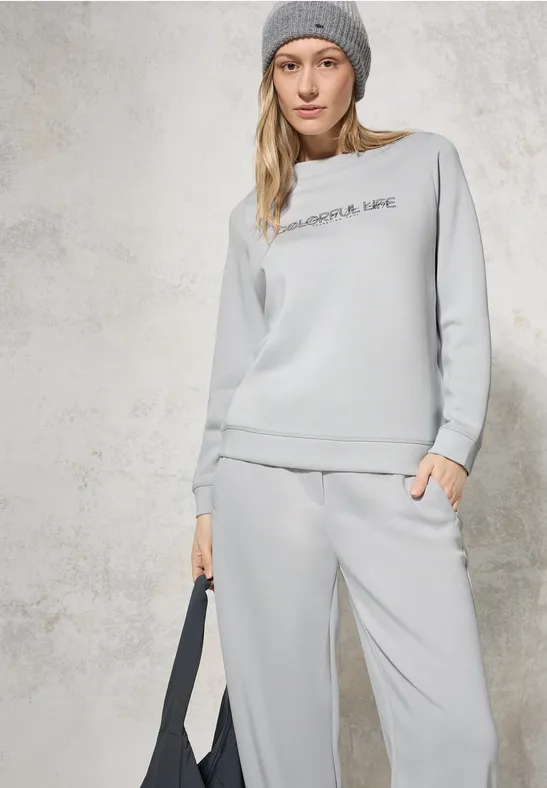 Sweat en soie avec imprimé platinum grey