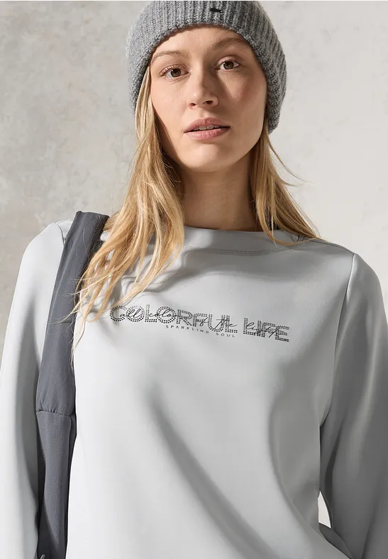 Sweat en soie avec imprimé platinum grey