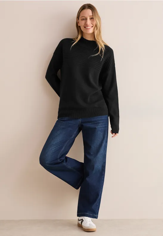 Strukturmix Pullover Black