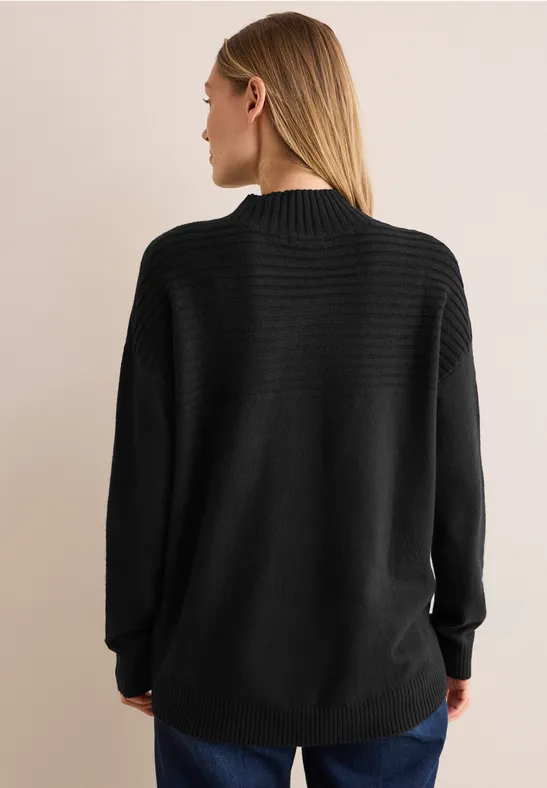 Strukturmix Pullover Black