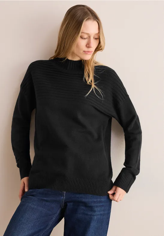 Strukturmix Pullover Black