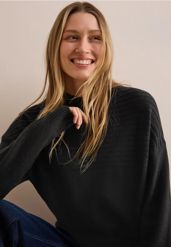 Strukturmix Pullover Black
