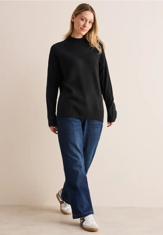 Strukturmix Pullover Black