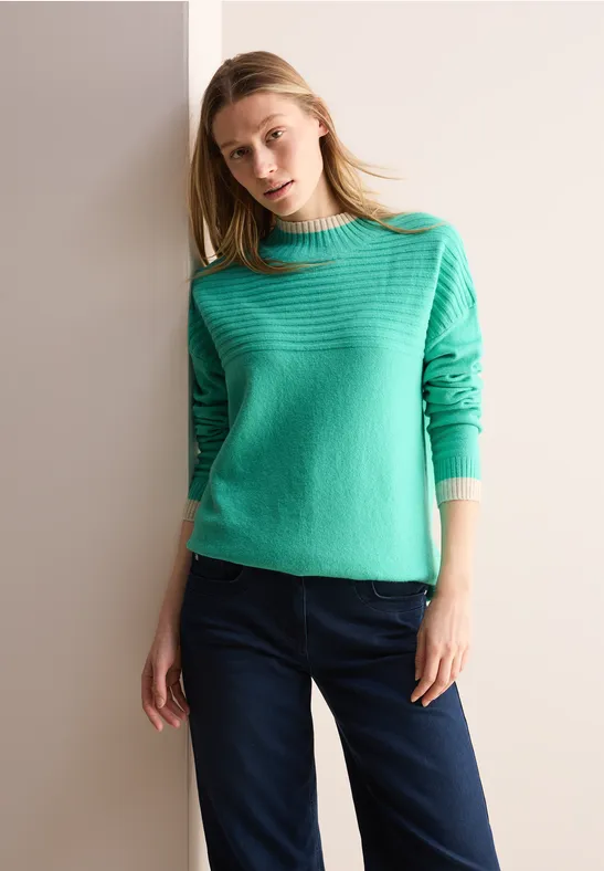 Pull à structure mixte aventurine green