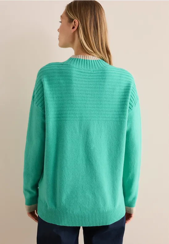 Pull à structure mixte aventurine green