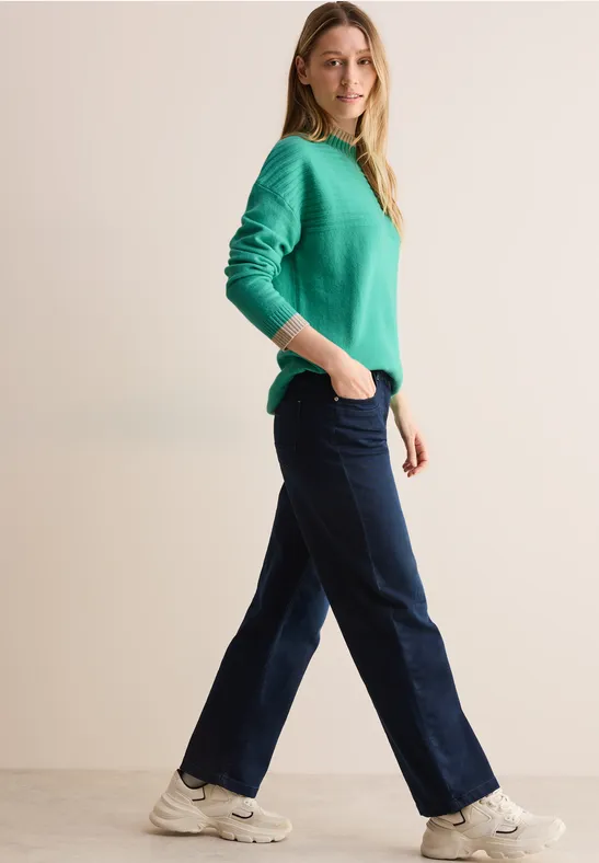 Pull à structure mixte aventurine green