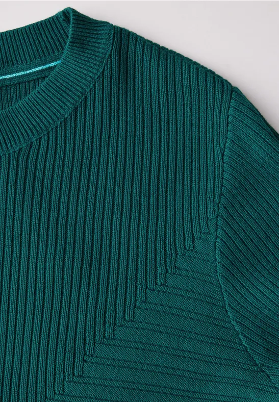 Pull avec mélange de structures côtelées petrol green