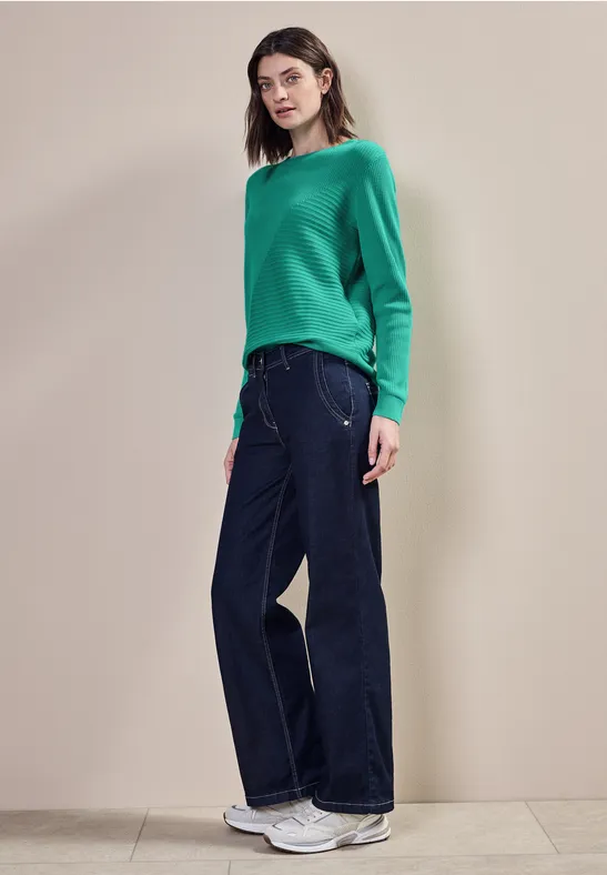 Pull avec mélange de structures côtelées aventurine green