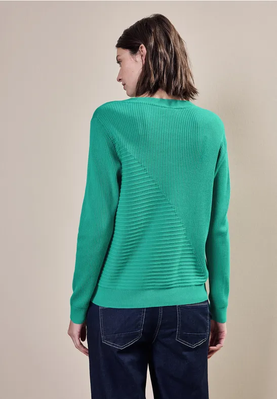 Pull avec mélange de structures côtelées aventurine green