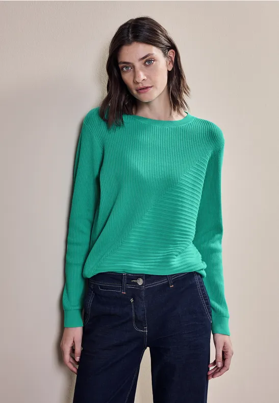 Pull avec mélange de structures côtelées aventurine green