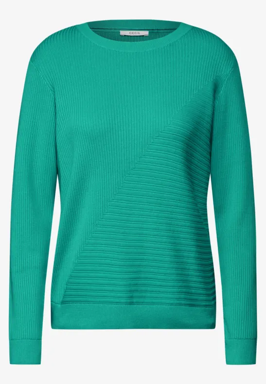 Pull avec mélange de structures côtelées aventurine green