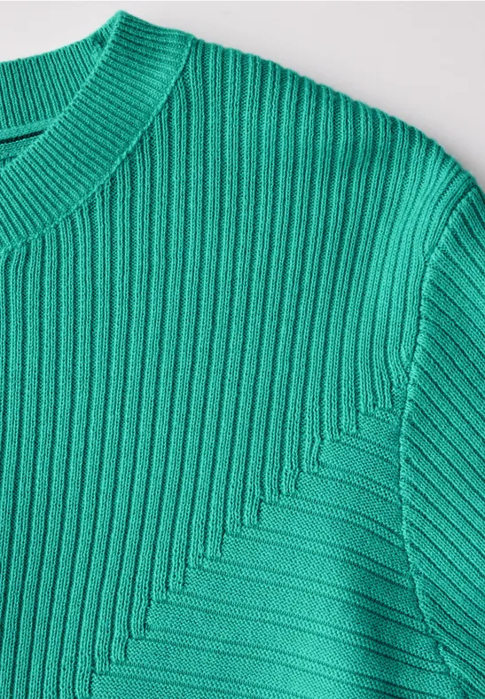 Pull avec mélange de structures côtelées aventurine green