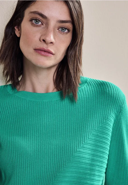 Pull avec mélange de structures côtelées aventurine green