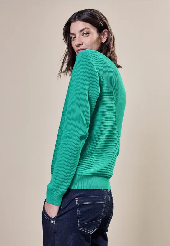 Pull avec mélange de structures côtelées aventurine green
