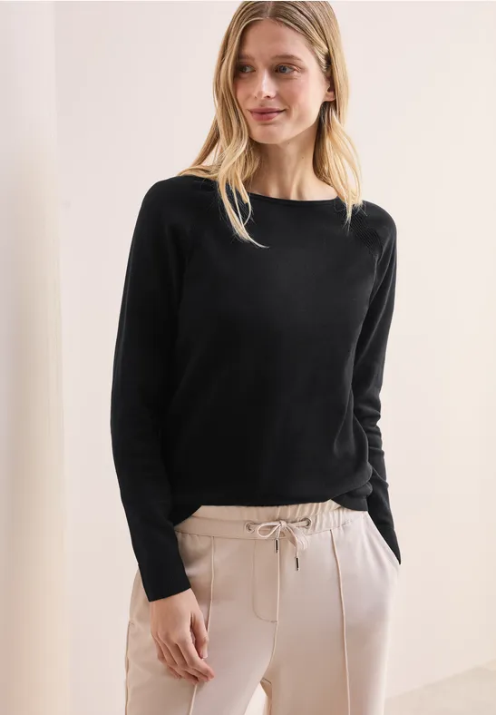 Strukturmix Pullover Black