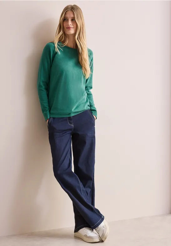Strukturmix Pullover sea green