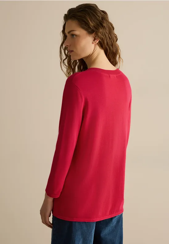 Pull à col en V granita red