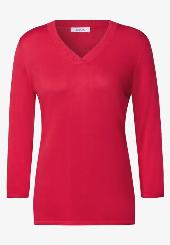 Pull à col en V granita red
