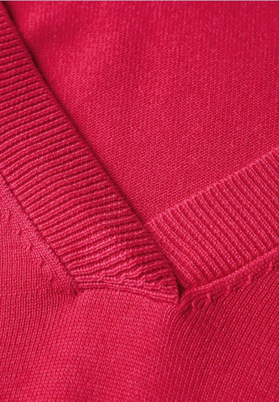 Pull à col en V granita red