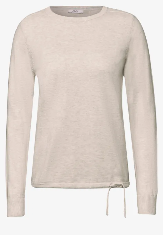 Trui met gaasdetail pearl beige mel.