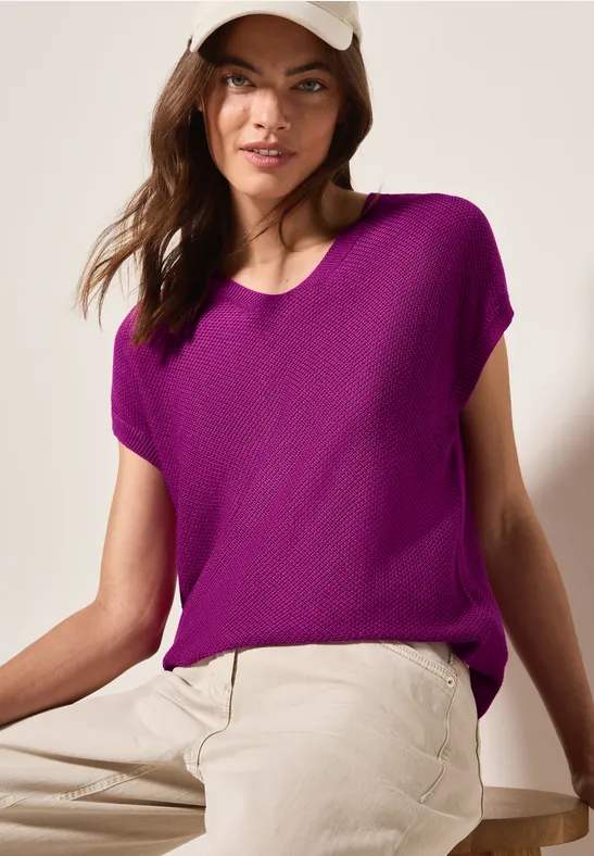 Pull structuré sans manches anemone pink
