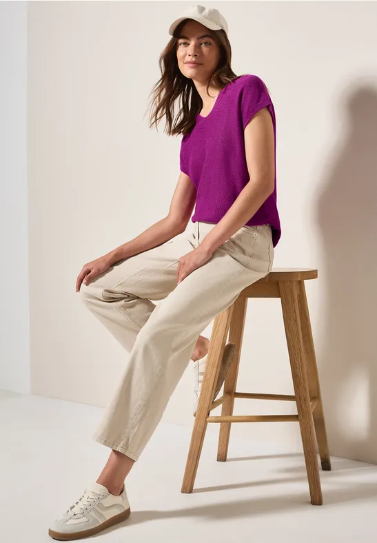 Pull structuré sans manches anemone pink