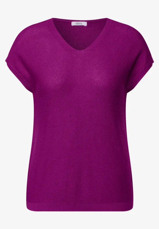 Pull structuré sans manches anemone pink