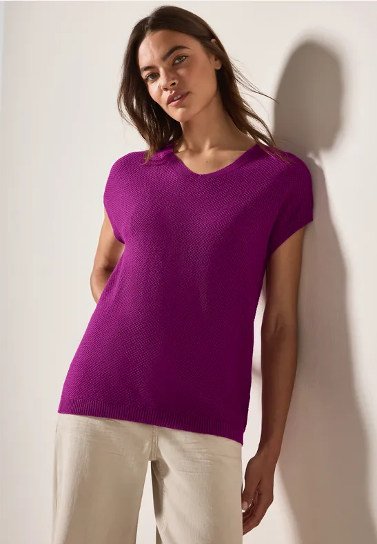 Pull structuré sans manches anemone pink