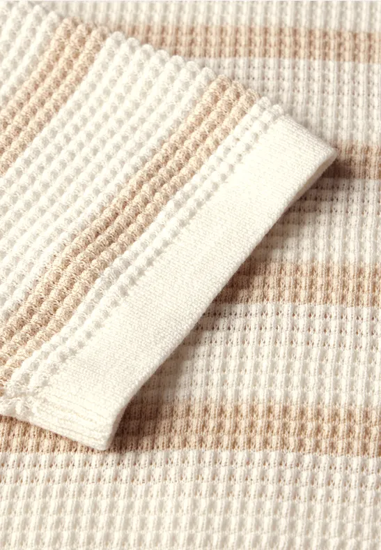 Pull à rayures structurées pearl beige