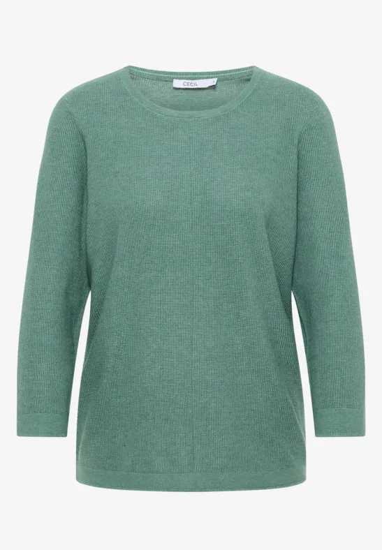 Rundhals Strickpullover jewel green melange
