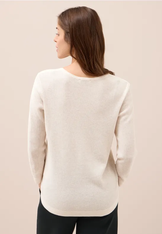 Rundhals Strickpullover oat milk beige melange