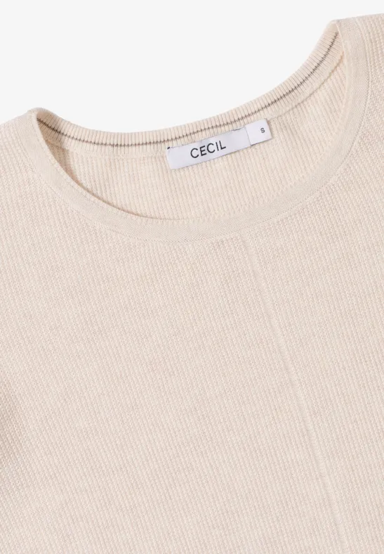 Rundhals Strickpullover oat milk beige melange