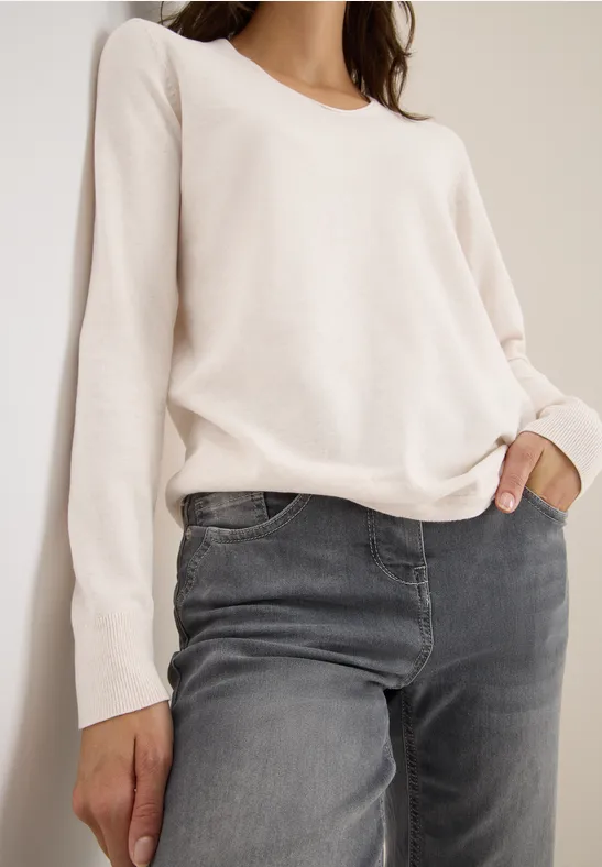 Basic Pullover oat milk beige melange