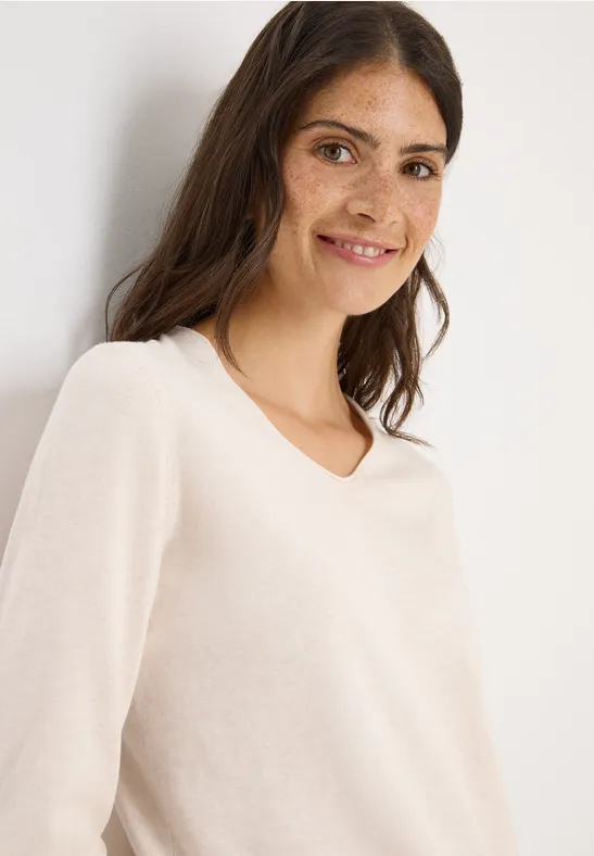 Basic Pullover oat milk beige melange